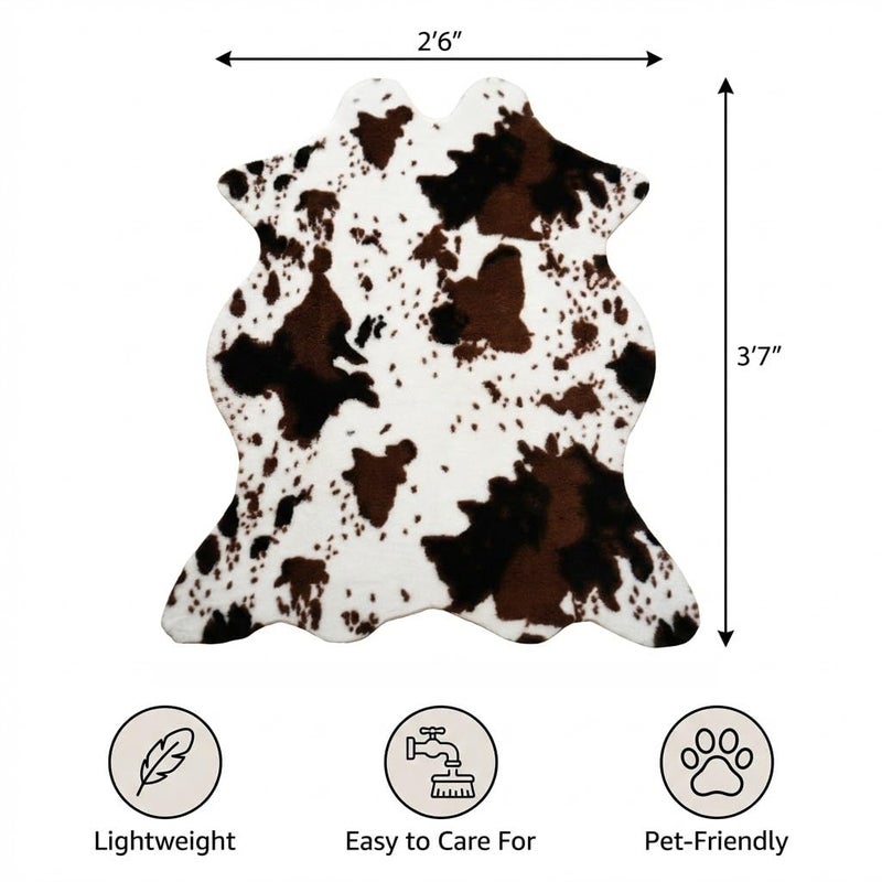 MustMat Cow Print Rug,Faux Cowhide Area Rug for Bedroom,Nursery,Living Room,Western Party Decorations 2'6''Ã—3'7'' - Image 2